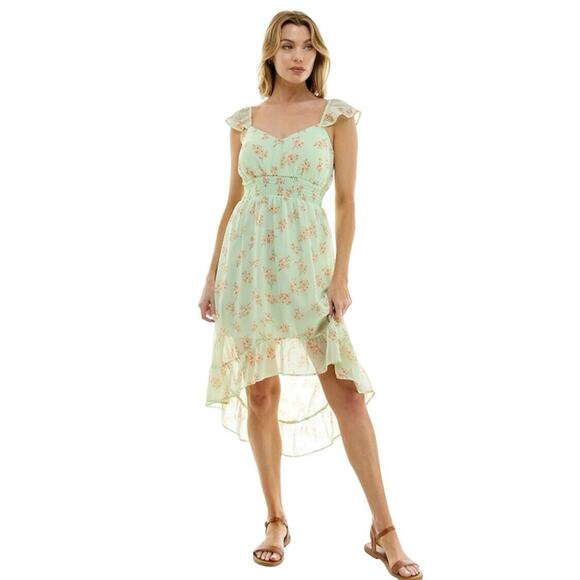 Women’s‎ No Boundaries Dress Hi-Low Size Large Green Fairycore Whimsy Grunge - Picture 3 of 11